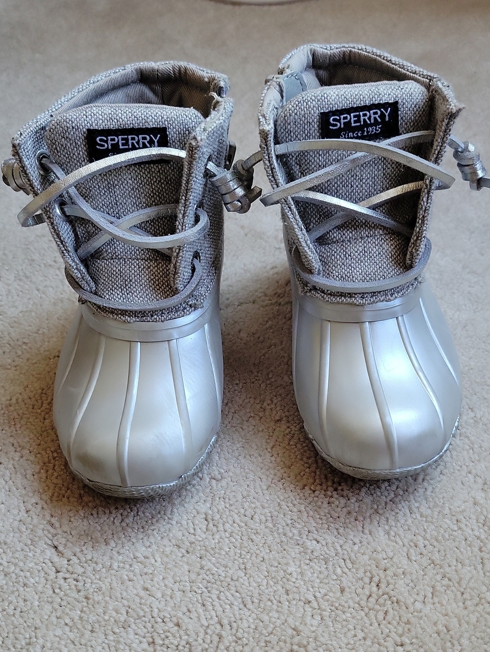 Sperry Kids Silver Gray Duck Boots